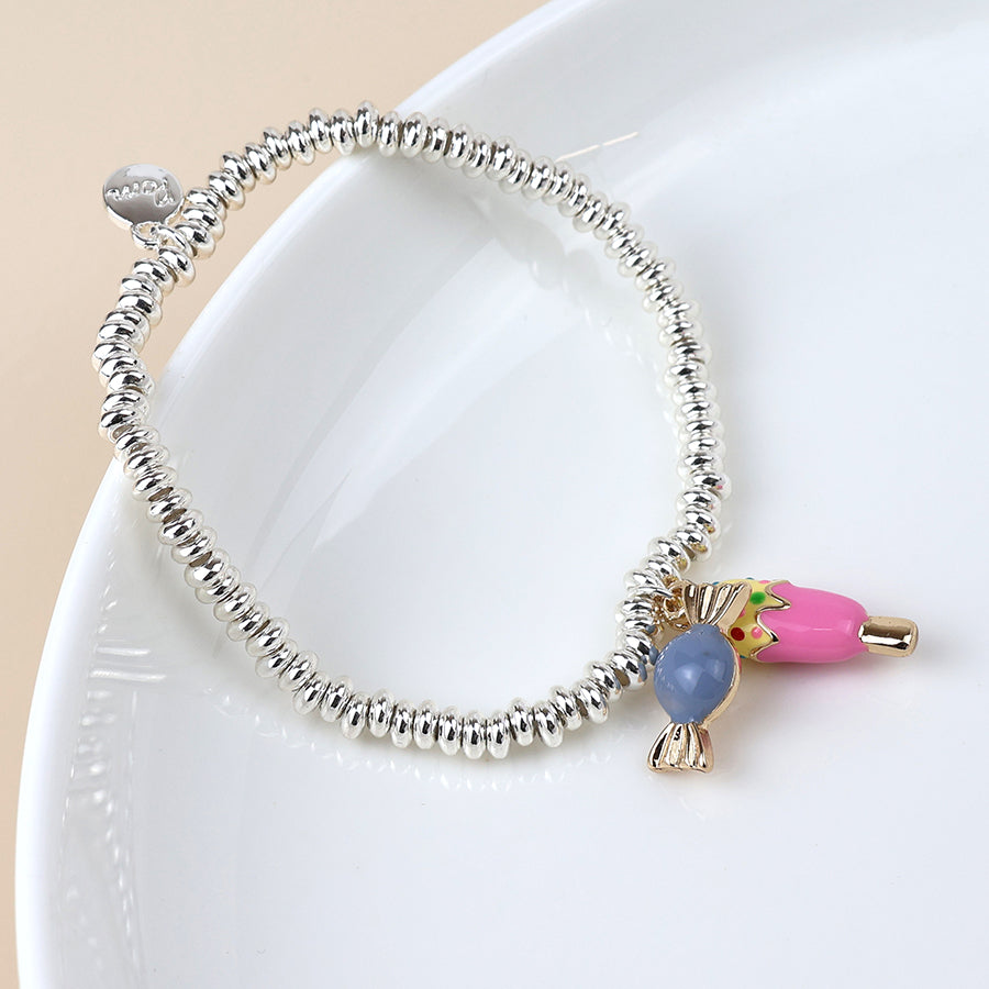 Silver Plated Lolly and Sweet Charm Bracelet