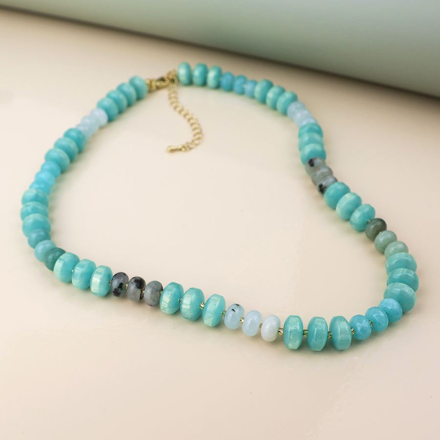 Green Stone Mix Multi Bead Necklace