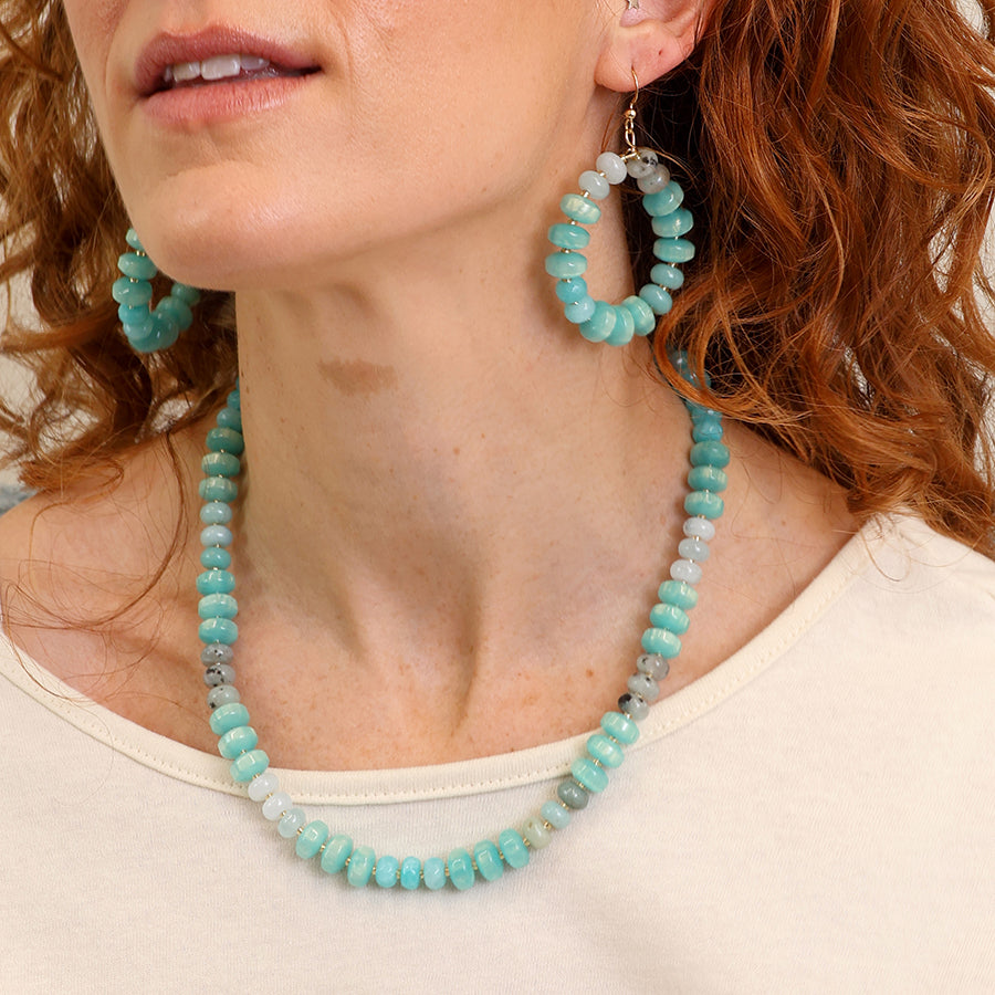 Green Stone Mix Multi Bead Necklace