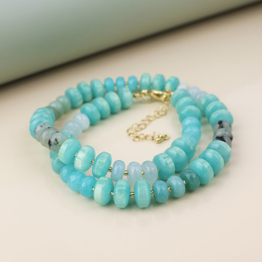 Green Stone Mix Multi Bead Necklace