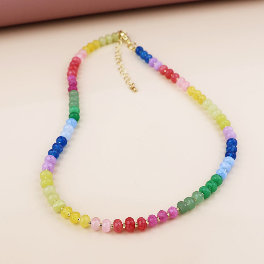 Semi Precious Rainbow Beaded Necklace
