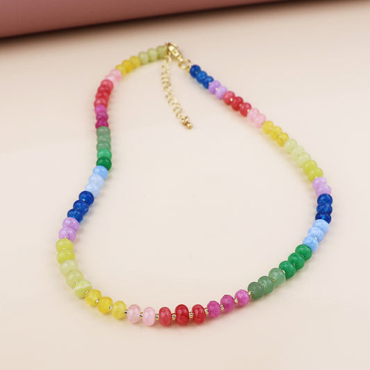 Semi Precious Rainbow Beaded Necklace