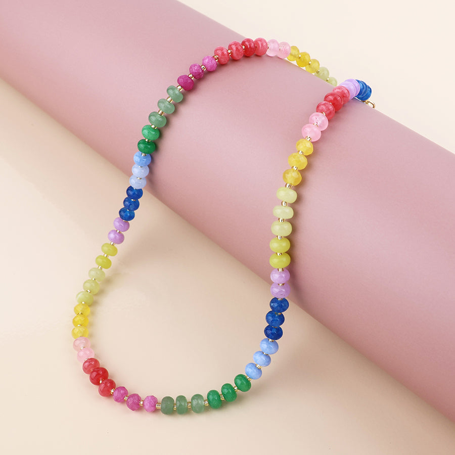 Semi Precious Rainbow Beaded Necklace