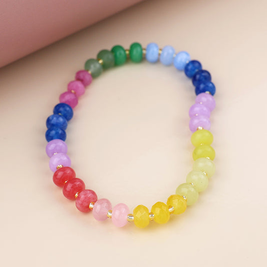 Semi Precious Rainbow Beaded Bracelet