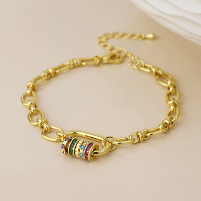 Chroma Golden Link Bracelet with Mixed Crystal Rings