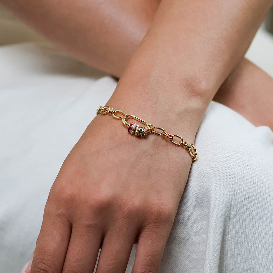 Chroma Golden Link Bracelet with Mixed Crystal Rings