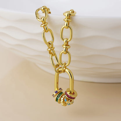 Chroma Golden Link Bracelet with Mixed Crystal Rings