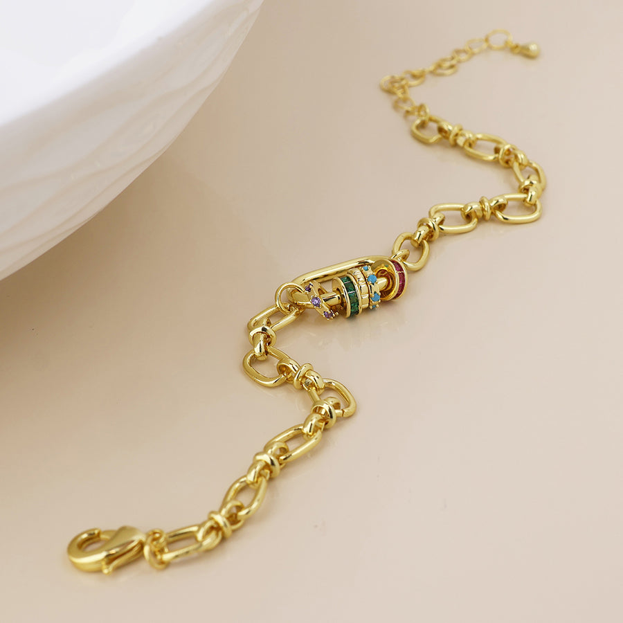 Chroma Golden Link Bracelet with Mixed Crystal Rings