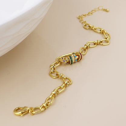 Chroma Golden Link Bracelet with Mixed Crystal Rings