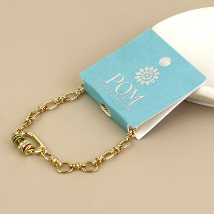Chroma Golden Link Bracelet with Mixed Crystal Rings