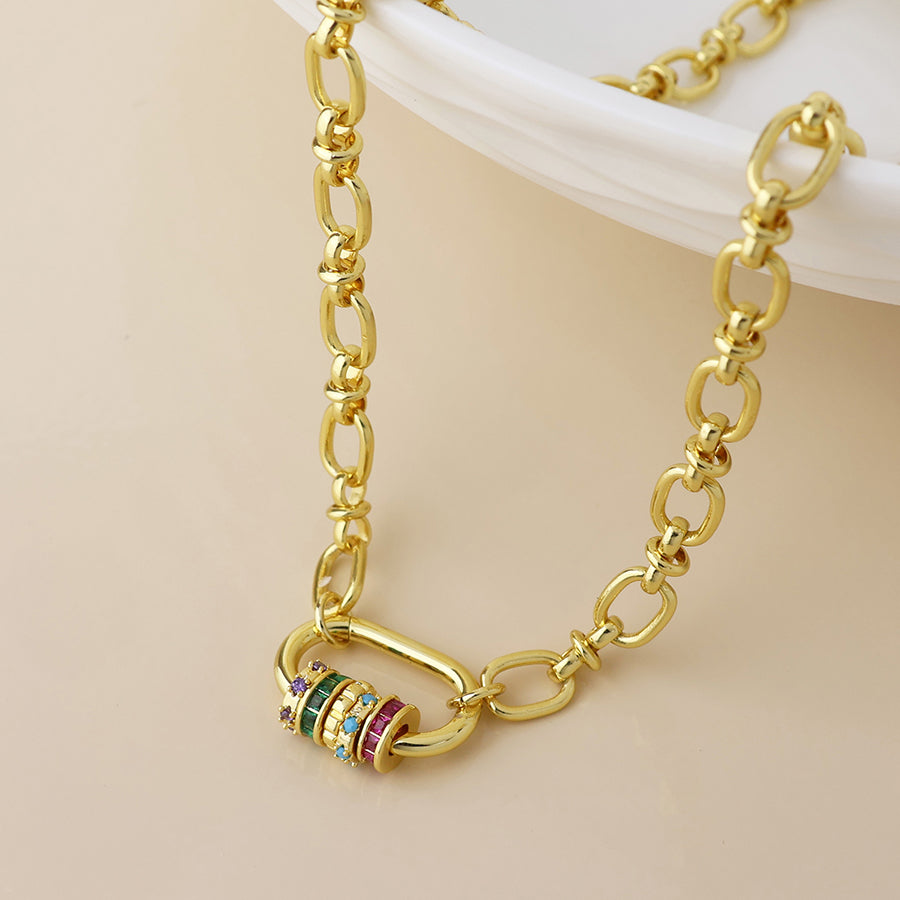 Chroma Golden Link Necklace with Mixed Crystal Rings