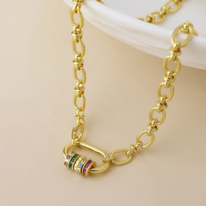 Chroma Golden Link Necklace with Mixed Crystal Rings