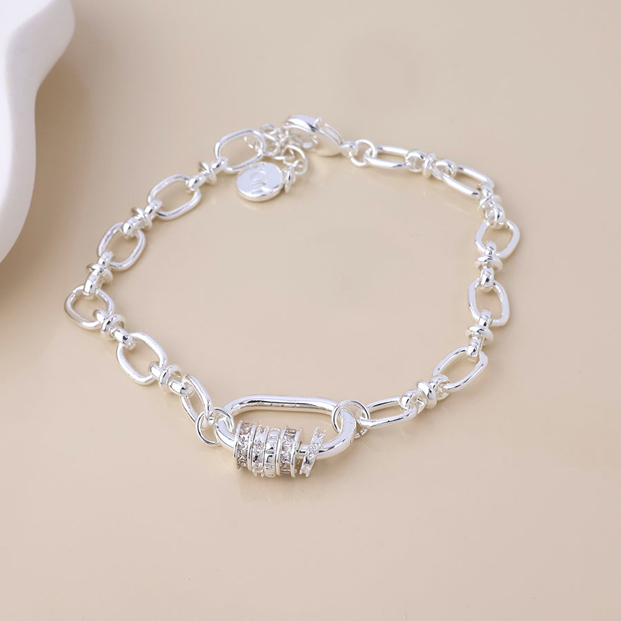 Chroma Silver Plated Link Bracelet with Mixed Crystal Rings