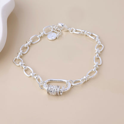 Chroma Silver Plated Link Bracelet with Mixed Crystal Rings