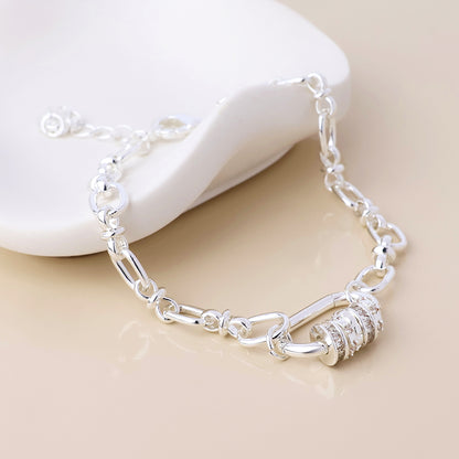 Chroma Silver Plated Link Bracelet with Mixed Crystal Rings