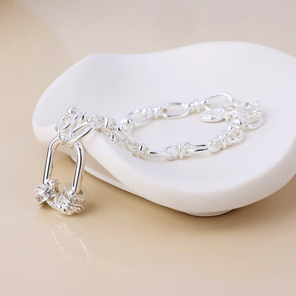Chroma Silver Plated Link Bracelet with Mixed Crystal Rings