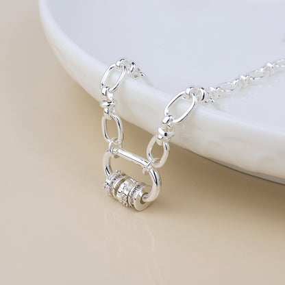 Chroma Silver Plated Link Necklace with Mixed Crystal Rings