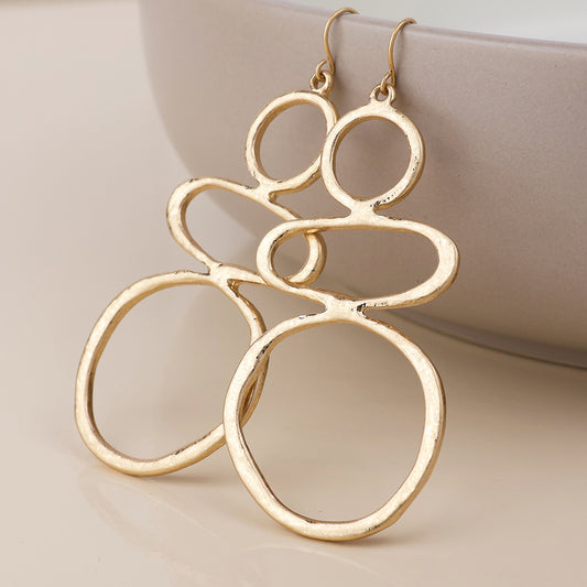 Matisse Golden Plated Triple Stacked Shape Drop Earrings