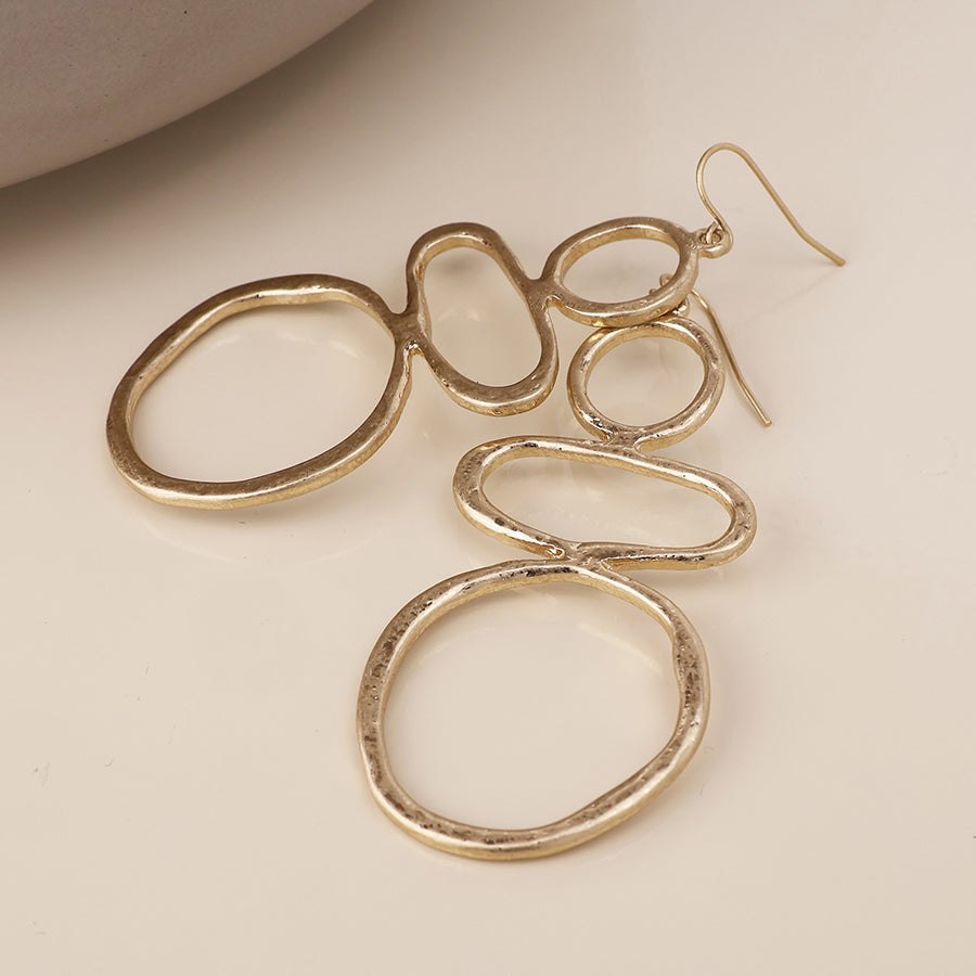 Matisse Golden Plated Triple Stacked Shape Drop Earrings