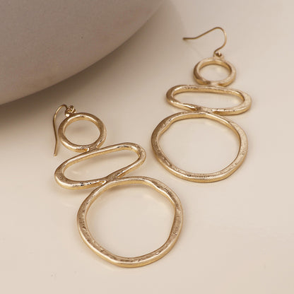 Matisse Golden Plated Triple Stacked Shape Drop Earrings