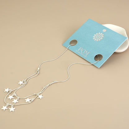 Stardust Silver Plated Double Strand Star Drops Necklace