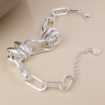 Odyssey Silver Plated Polished Mixed Link Bracelet