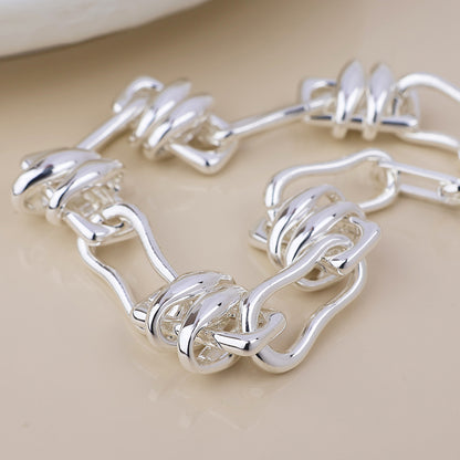Odyssey Silver Plated Polished Mixed Link Necklace