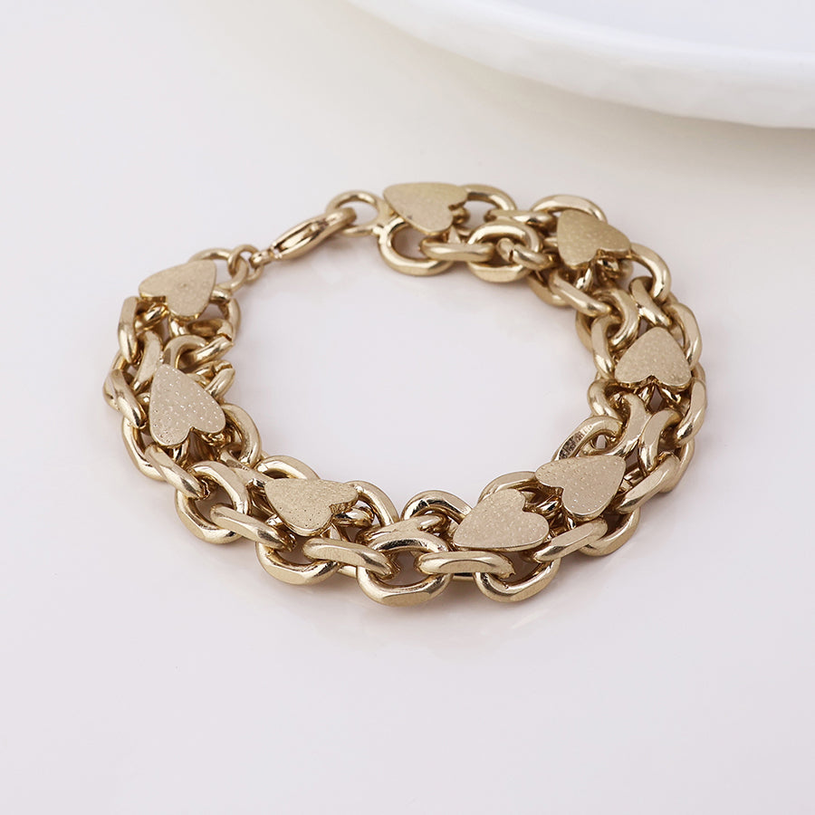 Unity Golden Worn Chunky Chains and Hearts Bracelet