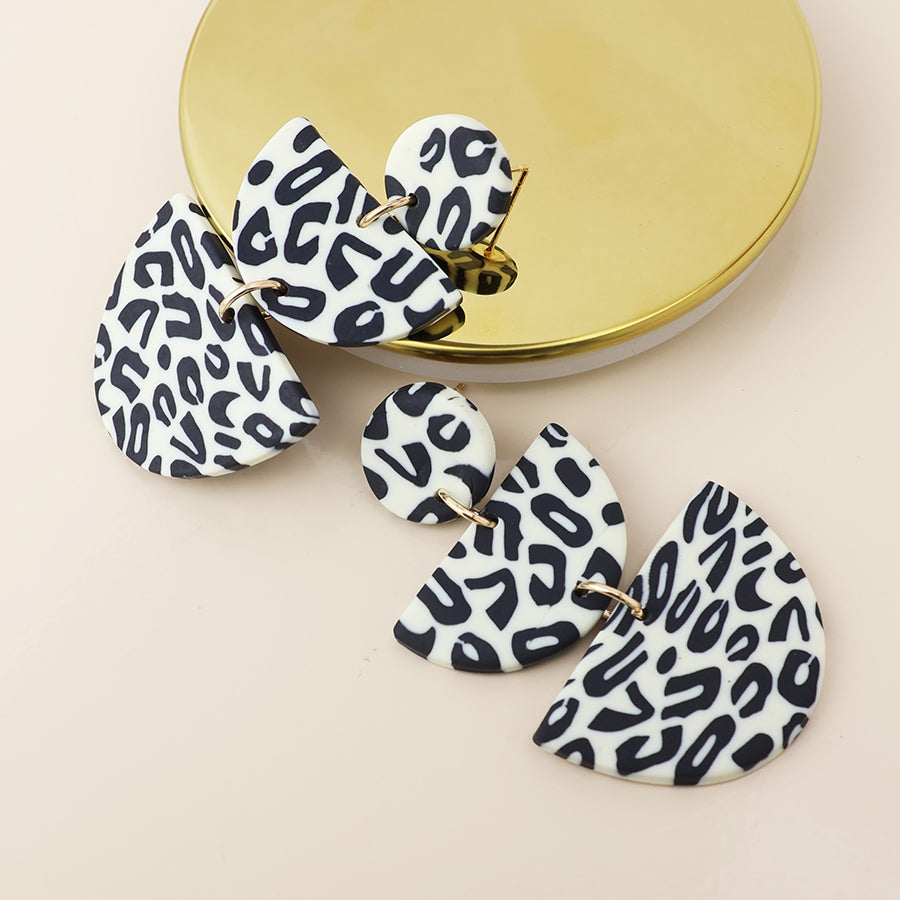 Muse Leopard Print Polymer Triple Shape Earrings