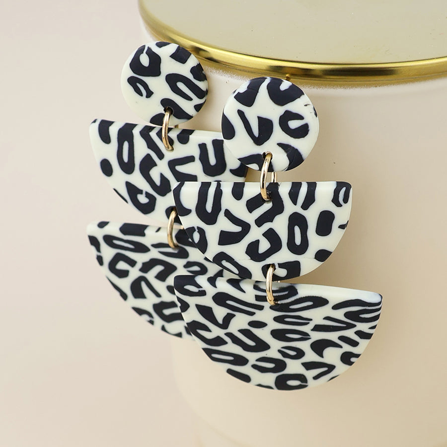 Muse Leopard Print Polymer Triple Shape Earrings