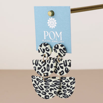 Muse Leopard Print Polymer Triple Shape Earrings