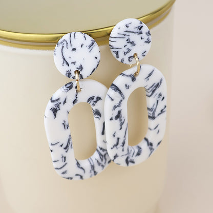 Muse Flecked Polymer Monochrome Disc and Oval Earrings