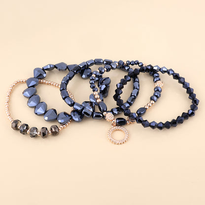 Misty Five Bracelet Midnight and Rose Gold Mix Beaded Stack