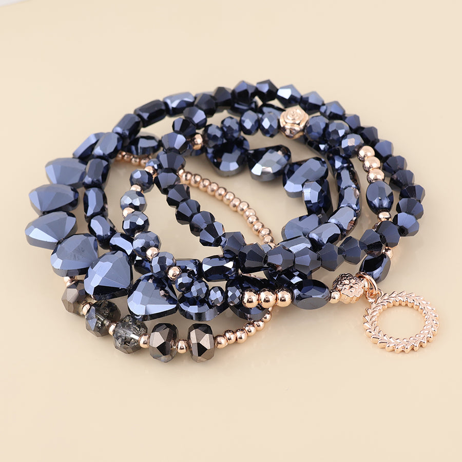 Misty Five Bracelet Midnight and Rose Gold Mix Beaded Stack