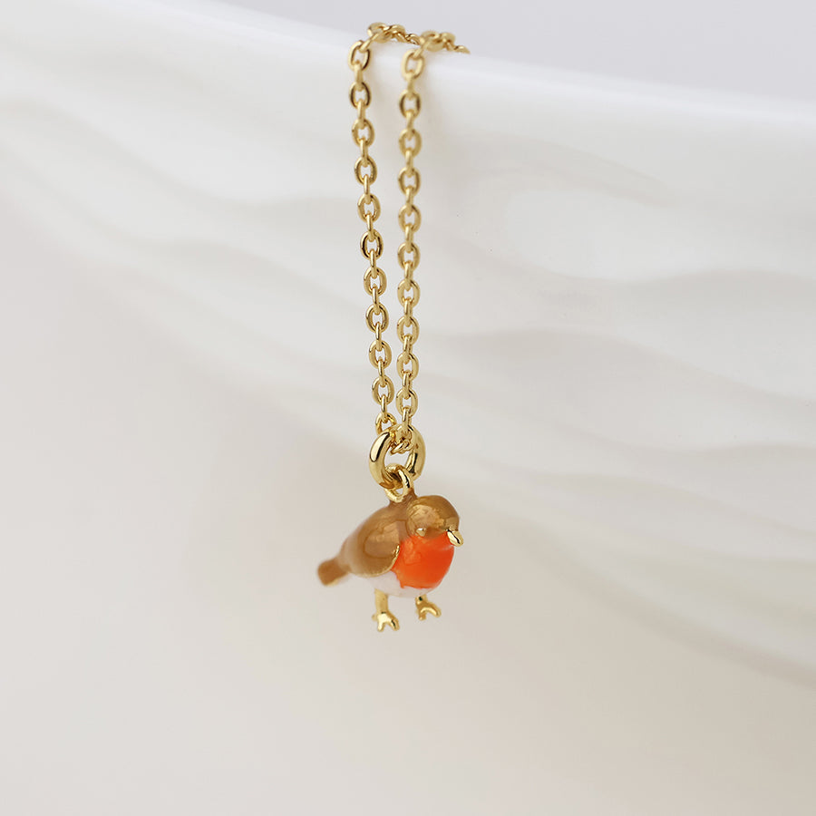 Robin Golden Enamel Robin Necklace