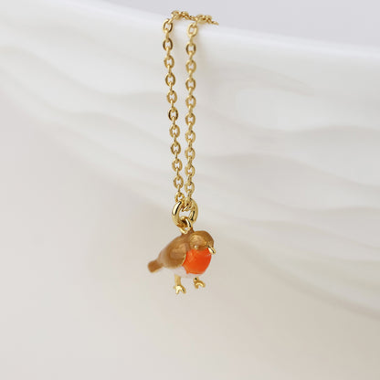 Robin Golden Enamel Robin Necklace
