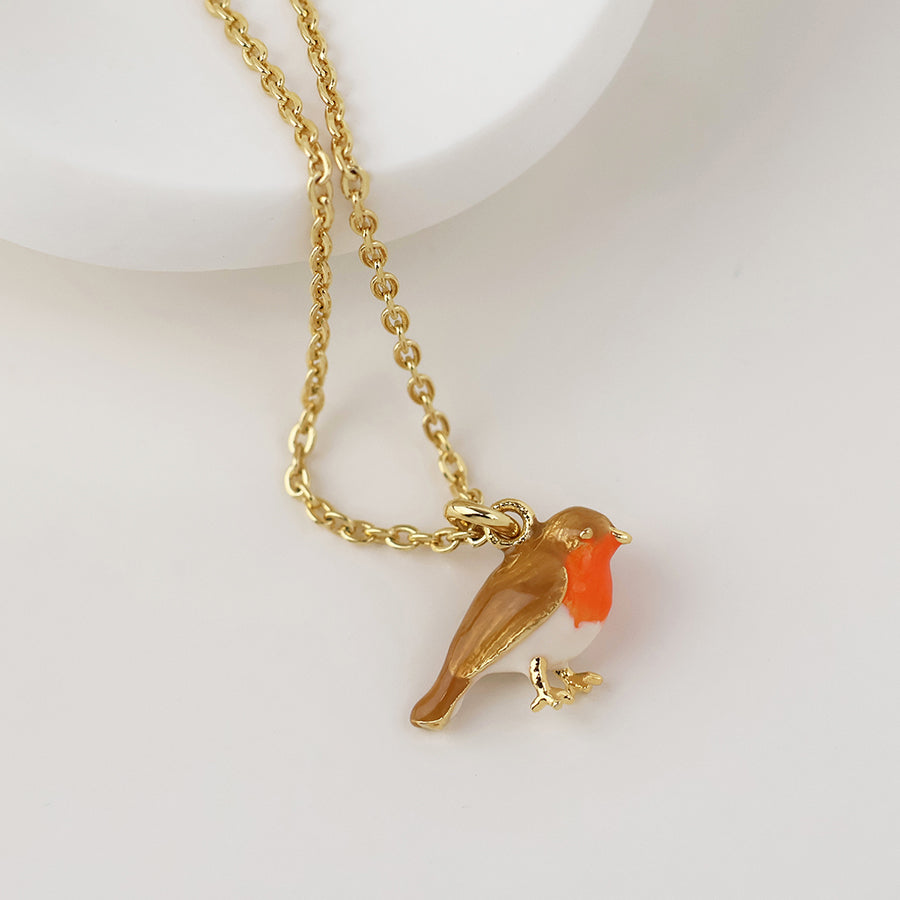 Robin Golden Enamel Robin Necklace