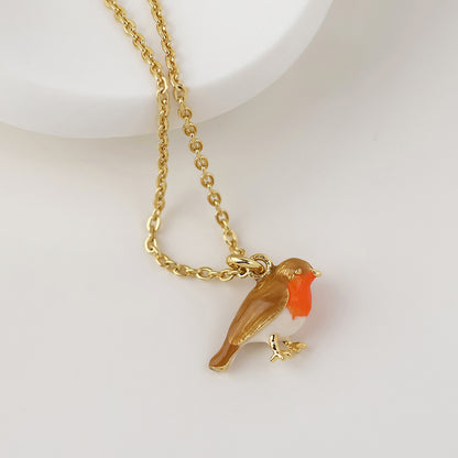 Robin Golden Enamel Robin Necklace