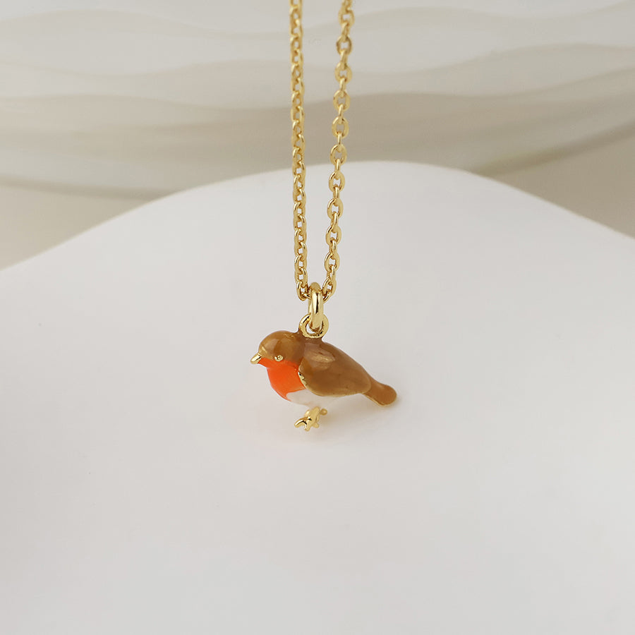 Robin Golden Enamel Robin Necklace