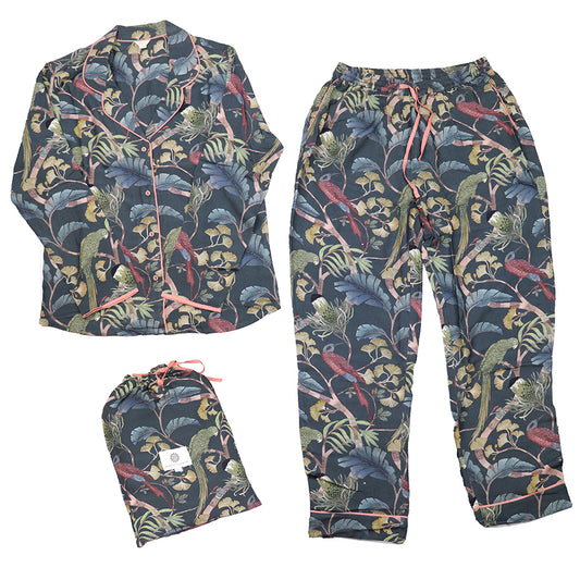 Dusky Mix Tropical Print Luxury Pyjama Set M/L