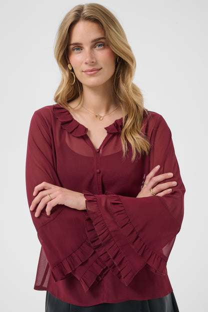 CRFlouncy Blouse Cabernet