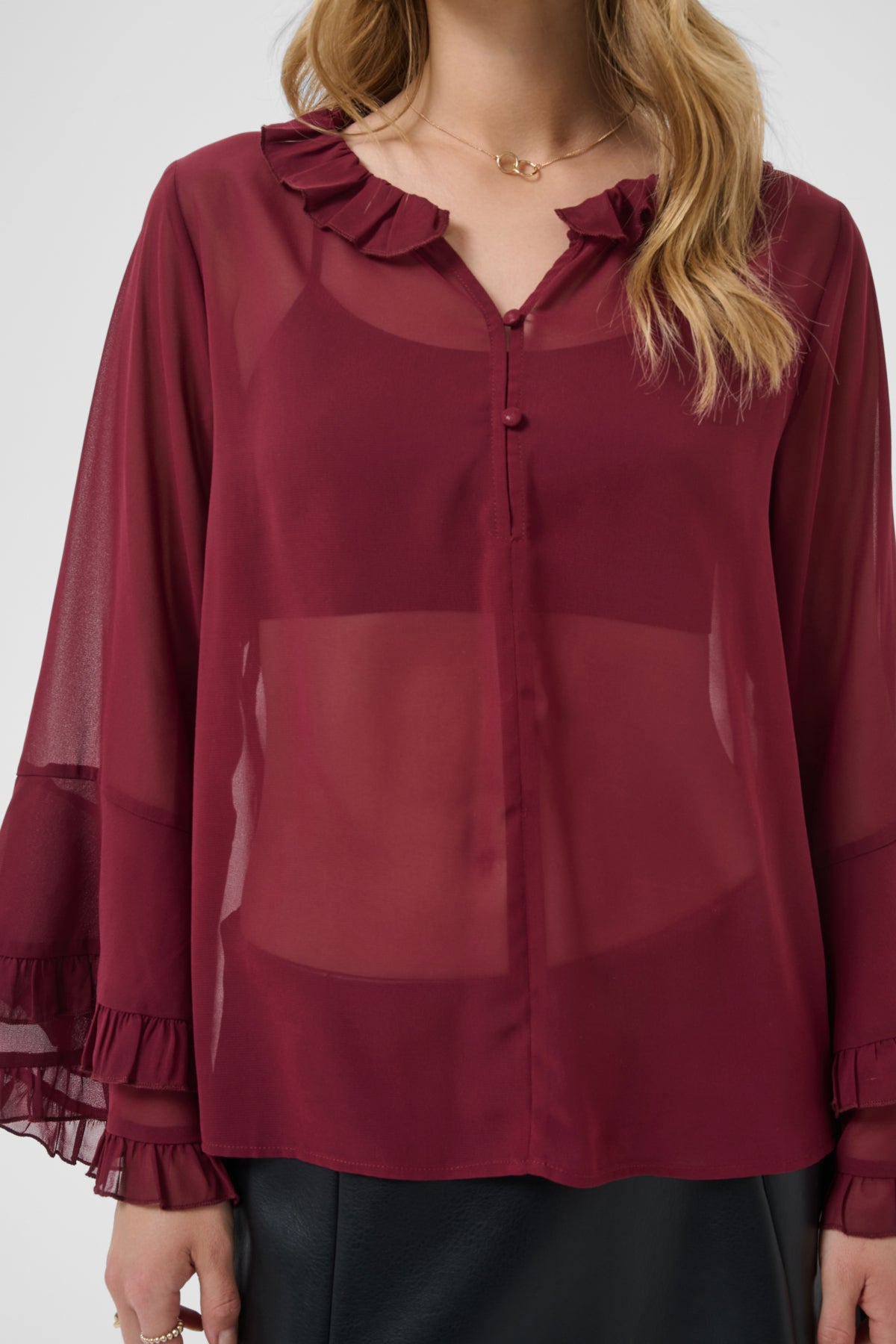 CRFlouncy Blouse Cabernet