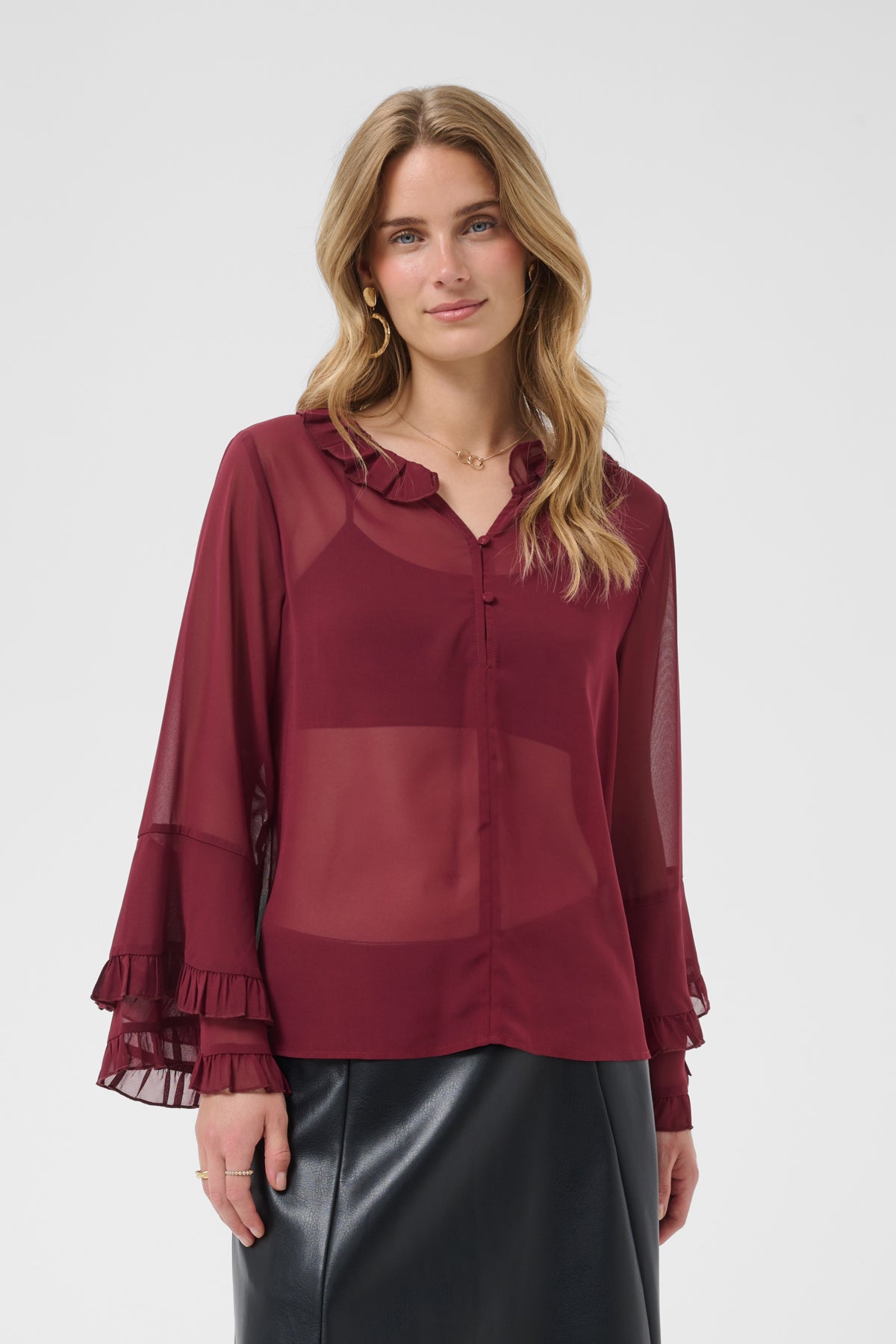CRFlouncy Blouse Cabernet