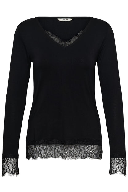 CRAlvaia LS Lace Top Black