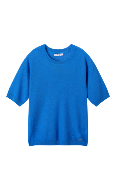 Lara-L-11-T Sleeveless Knitted Top Blue