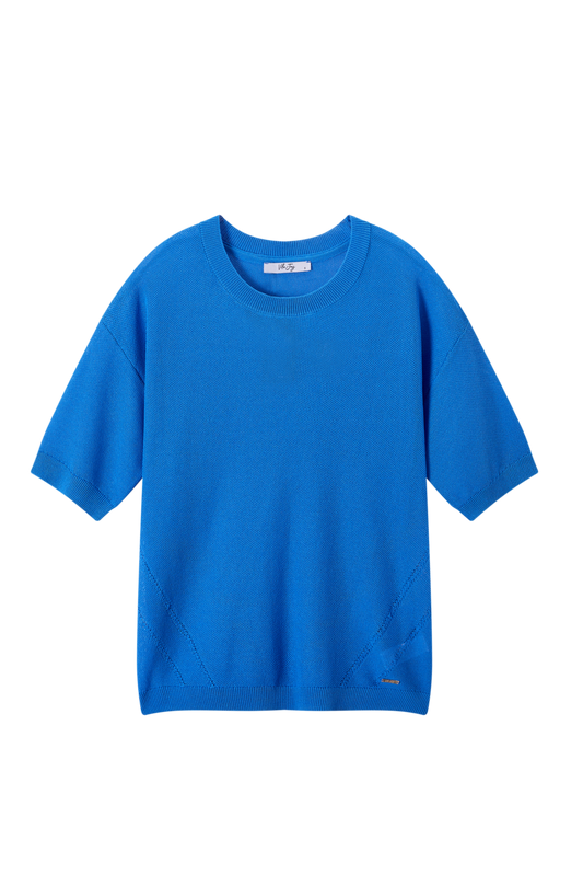 Lara-L-11-T Sleeveless Knitted Top Blue