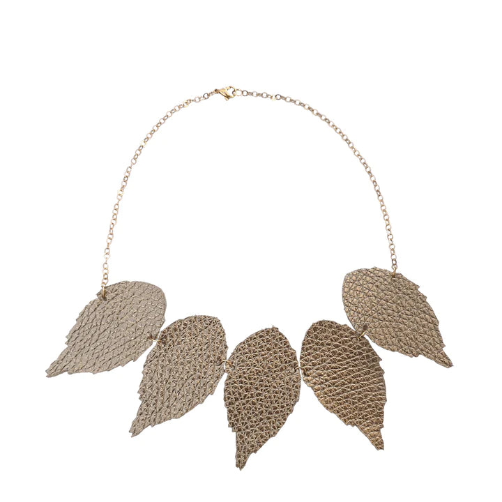 5 Leather Leaf Necklace