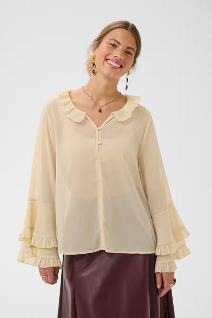 CRFlouncy Blouse Oatmeal