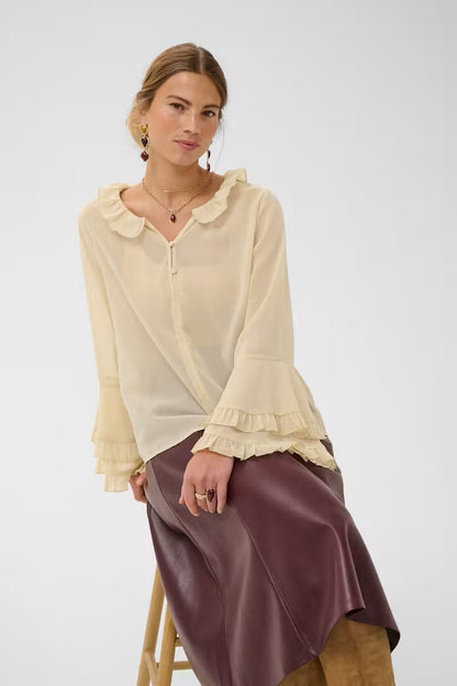 CRFlouncy Blouse Oatmeal