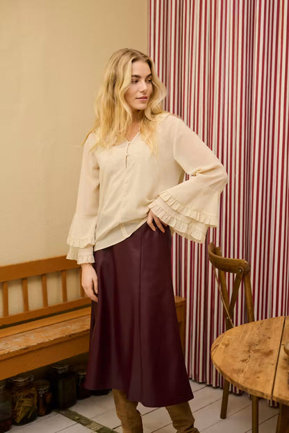 CRFlouncy Blouse Oatmeal